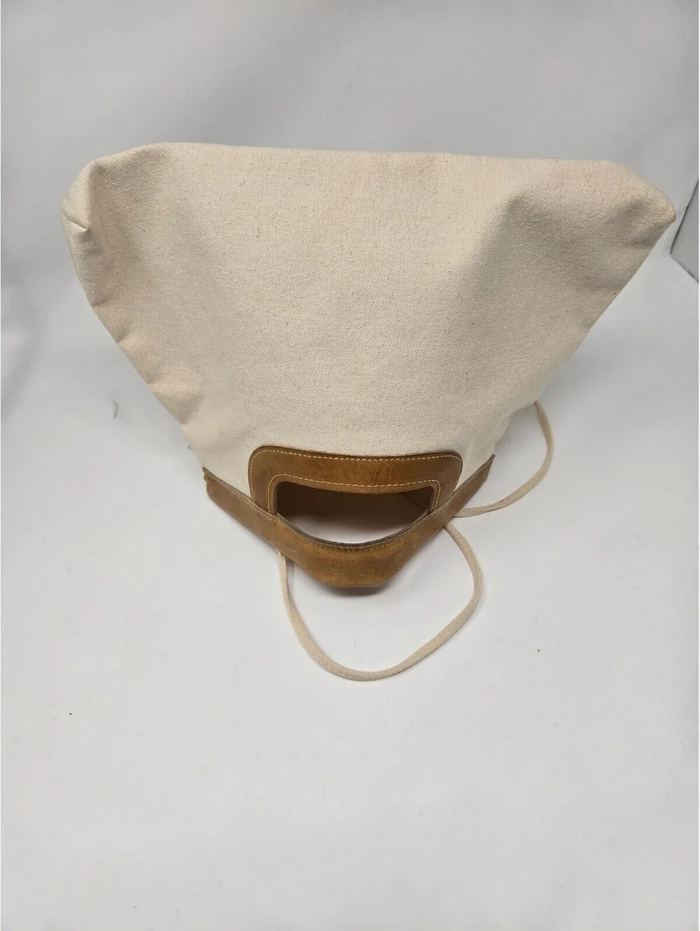 Vintage 1970s Boho Cream Canvas Convertible Clutch Shoulder Bag